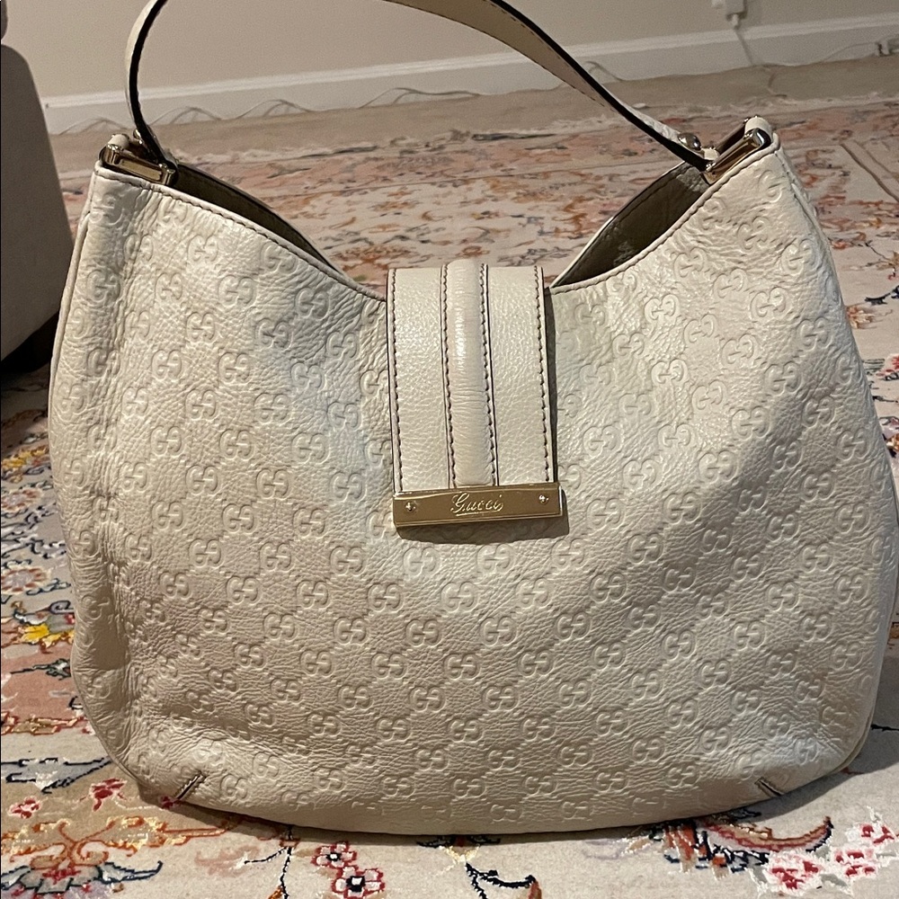 Gucci Cream Signature Hobo Bag